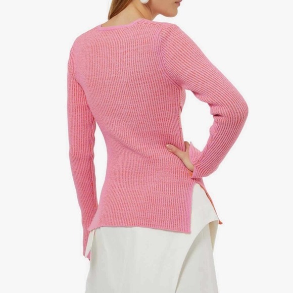 3.1 PHILLIP LIM Sweetheart Ribbed Knit Top Bubblegum Size Small - Picture 6 of 13